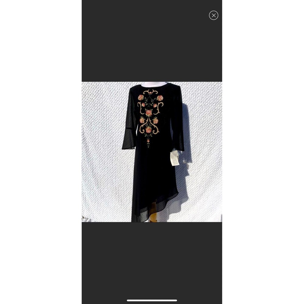 Stunning NWT VINTAGE Beaded Floral Embroidered Asymmetrical Midi Dress Dillards